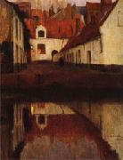 Albert Baertsoen Little Town on the Edge of Water(Flanders) oil on canvas